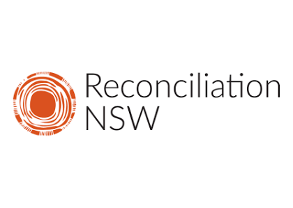 Reconciliation NSW logo - a design of a series of circles around a solid spot, in orange.