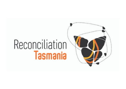 Reconciliation Tasmania logo - a stylistic rendering of the outline of Tasmania and its islands.